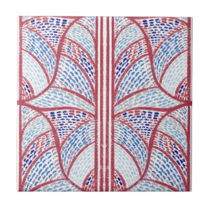 Carreau Motif de mosaïque rouge et bleu méditerranéen