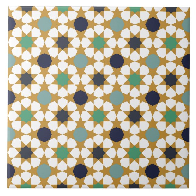 Carreau Motif de motif bleu géométrique islamique (Devant)
