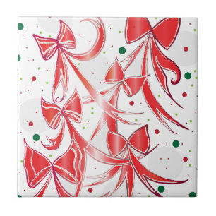 Carreau Motif de noeuds de canne à sucre de Noël fantaisis