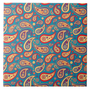 Carreau Motif de Paisley d'arc-en-ciel rétro