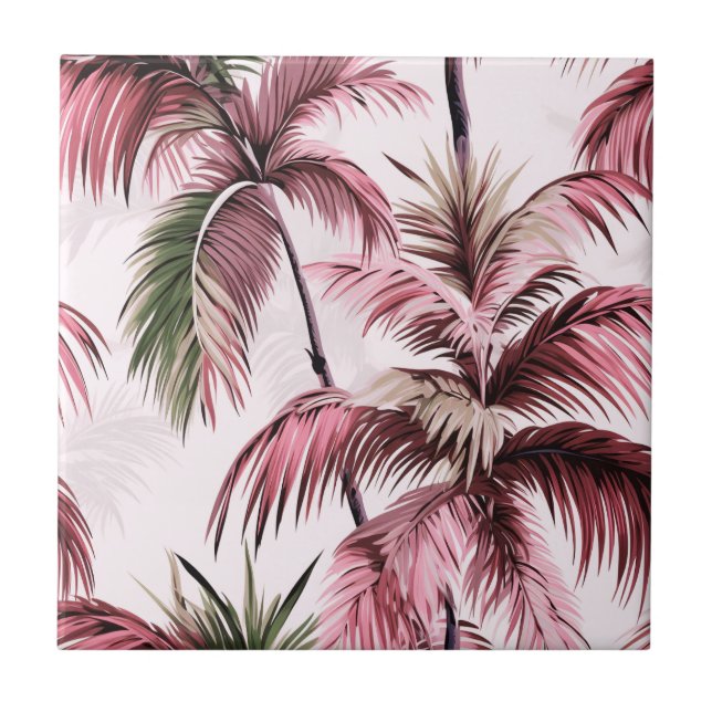 Carreau Motif de palme Ethereales rosé (Devant)