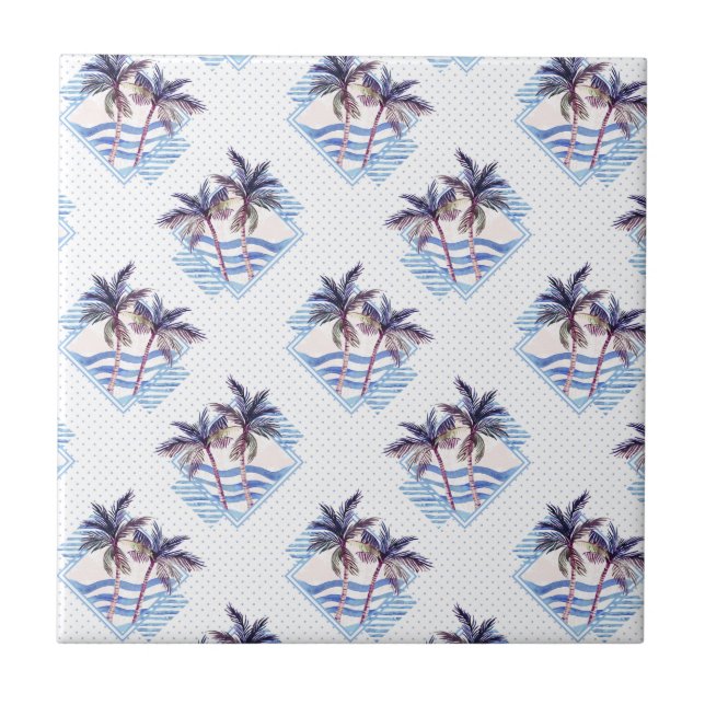 Carreau Motif de palmiers géométriques couleur aquarelle v (Devant)