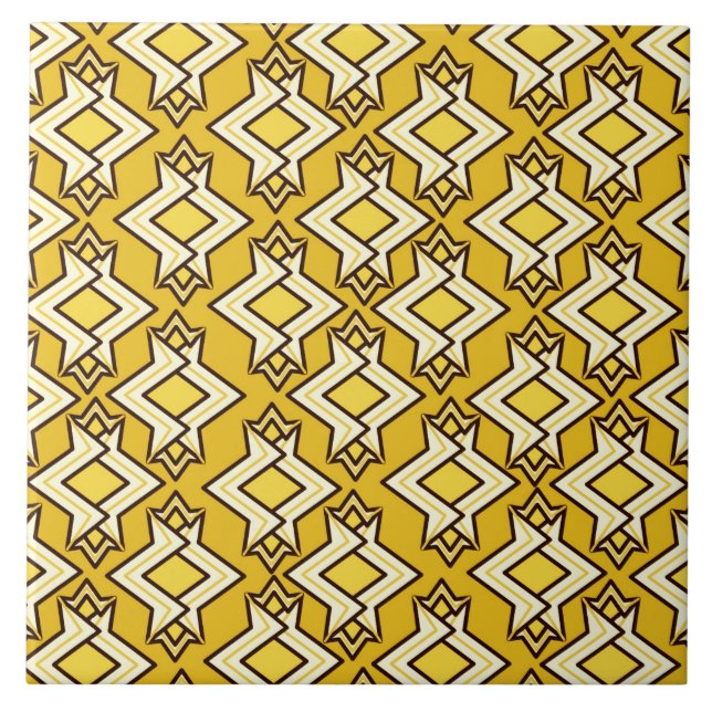 Carreau Motif de papier peint d'art déco, or de moutarde (Devant)