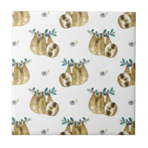 Carreau Motif de paresse d'aquarelle de tarte de Cutie