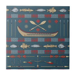 Carreau Motif de pêche ethnique