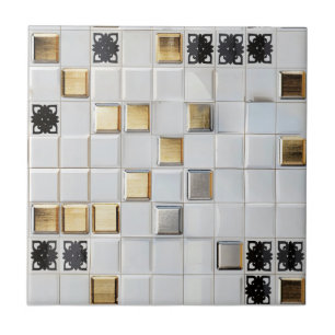 Carreau Motif de petites tuiles Gold Silver