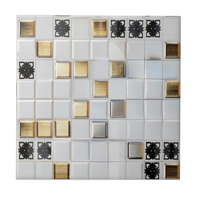 Carreau Motif de petites tuiles Gold Silver (Devant)