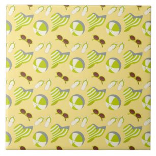 Carreau Motif de plage avec lunettes de soleil et casquett