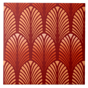 Carreau Motif de plume d'art déco, mandarine