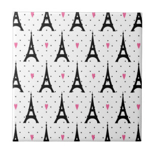 Carreau Motif de pois et de coeurs de Tour Eiffel