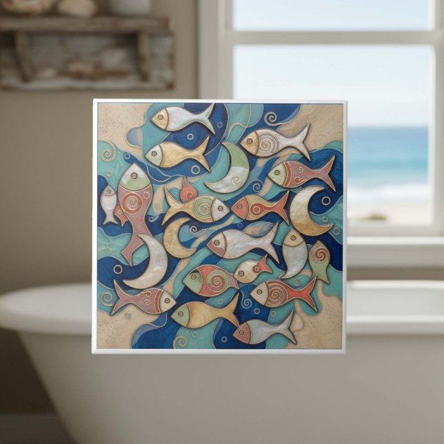 Carreau Motif de poisson Splash Coloré Fantaisiste ID1201 (Créateur téléchargé)