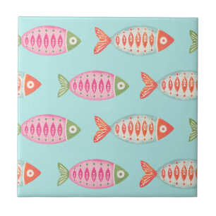 Carreau Motif de poissons colorés de l'été côtier