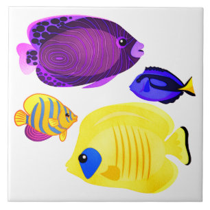 Carreau Motif de poissons colorés de l'océan en eau salée