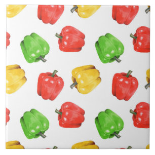 Carreau Motif de poivrons à l'aquarelle 