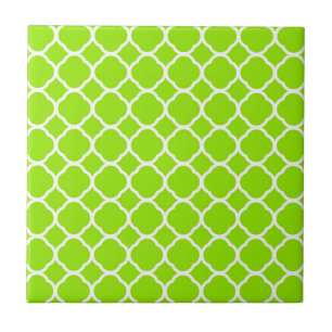Carreau Motif de quatrefoil vert et blanc