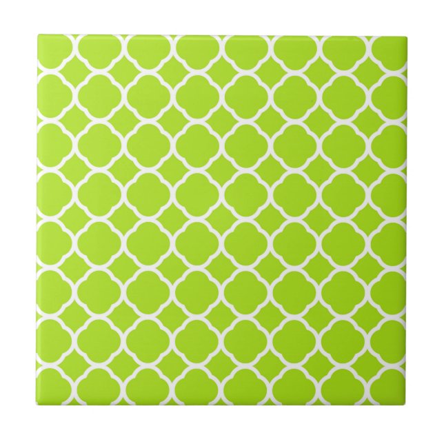 Carreau Motif de quatrefoil vert et blanc (Devant)