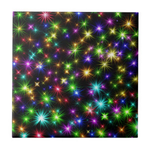 Carreau Motif de rayons d'étoile de Noël multicolore