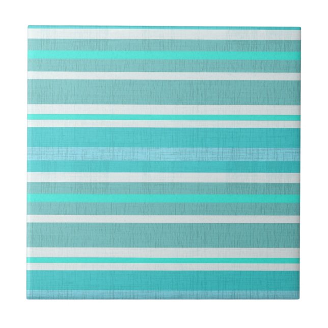 Carreau Motif de rayure d'Aqua de turquoise (Devant)