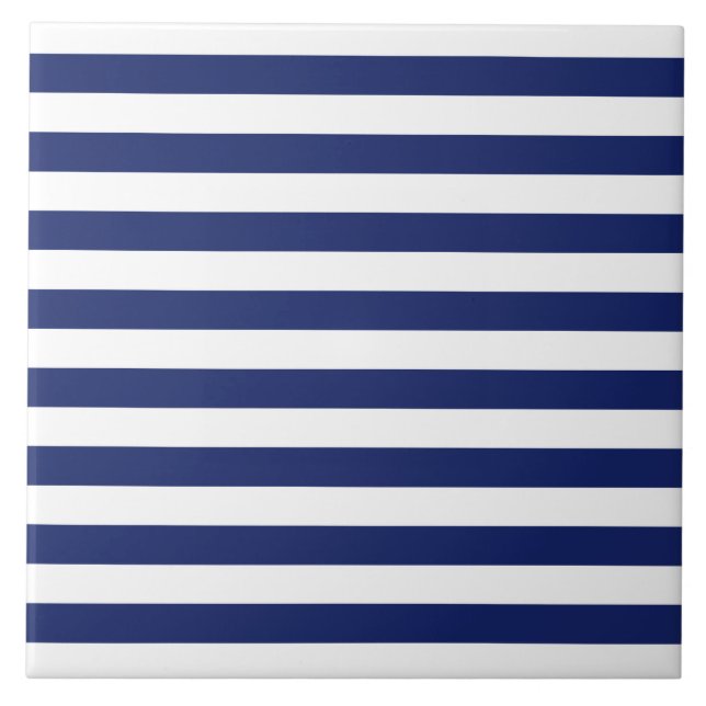 Carreau Motif de rayure de bleu marine et de blanc (Devant)