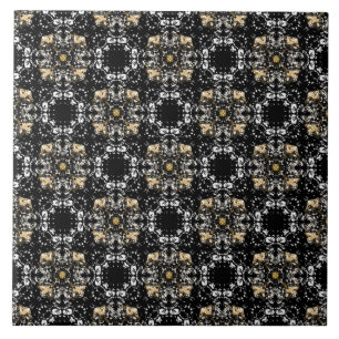 Carreau Motif de régence d'argent, d'or et de Black Holly