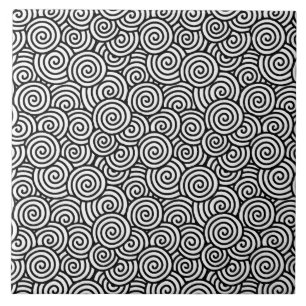 Carreau Motif de remous de Japonais - blanc et noir