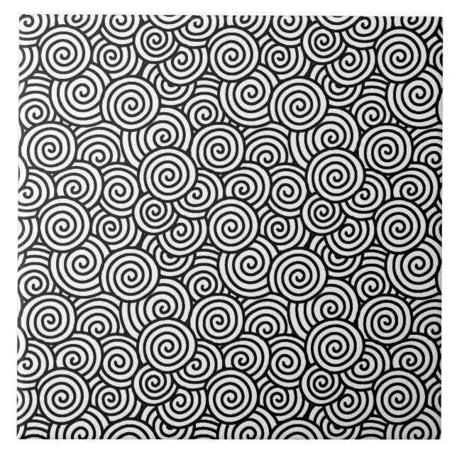 Carreau Motif de remous de Japonais - blanc et noir (Devant)