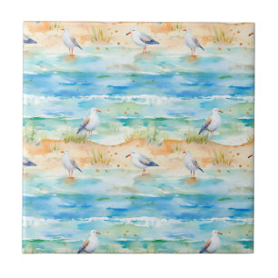 Carreau Motif de rivage de bécasseau côtier (1)