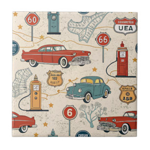 Carreau Motif de road trip vintage (2)