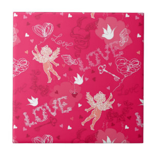 Carreau Motif de Saint-Valentin avec le cupidon