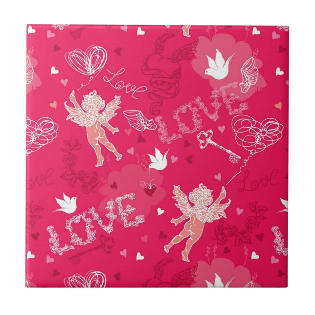 Carreau Motif de Saint-Valentin avec le cupidon (Devant)