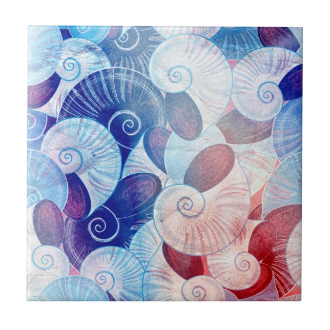 Carreau Motif de scène de coquillages (Devant)