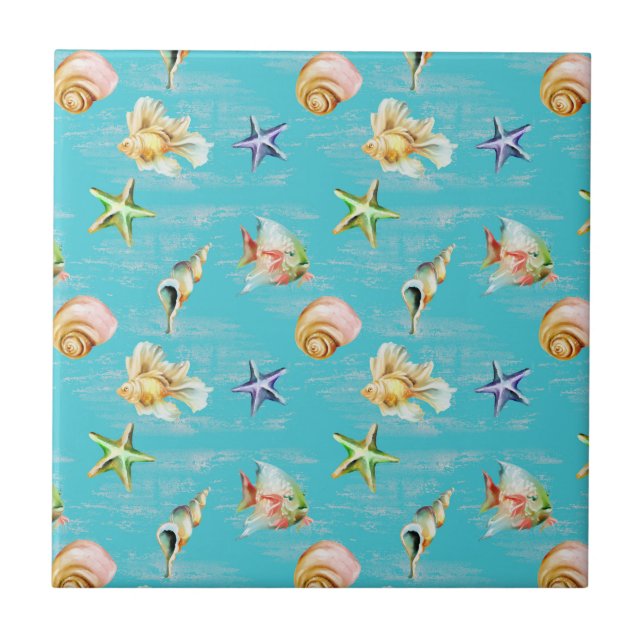 Carreau Motif de sébaste de poisson marin (Devant)