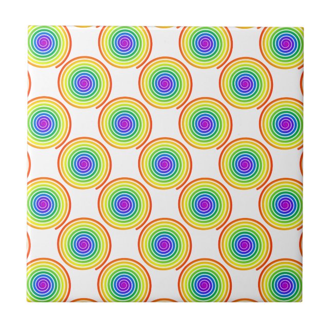 Carreau Motif de spirale arc-en-ciel (Devant)