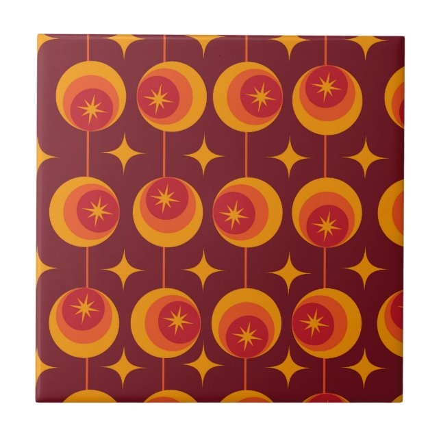 Carreau Motif de Starbursts du milieu du siècle sur les ce (Devant)