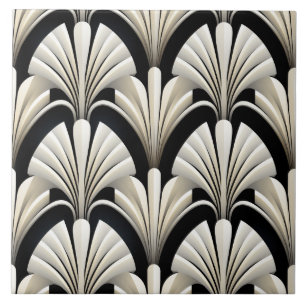 Carreau Motif de style déco, ailes blanches