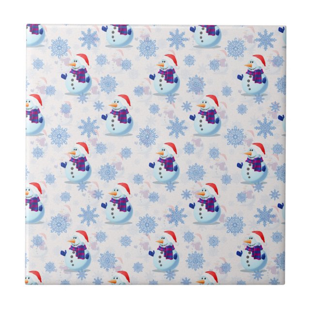Carreau Motif de surface Snowman de Noël (Devant)