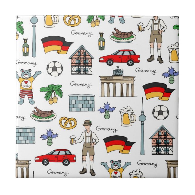 Carreau Motif de symboles de l'Allemagne | (Devant)