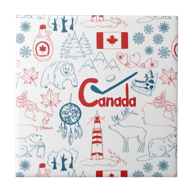 Carreau Motif de symboles du Canada | (Devant)