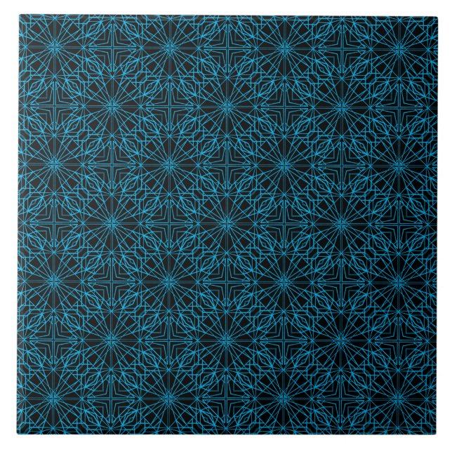 Carreau Motif de symétrie géométrique bleu clair noir (Devant)