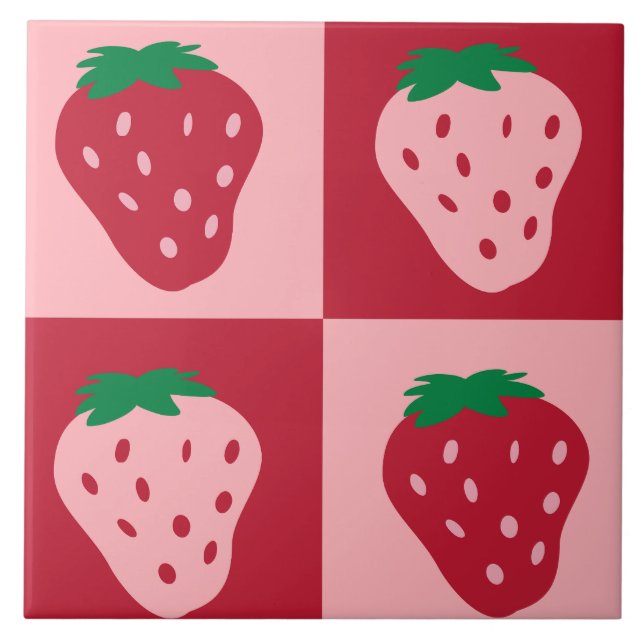 Carreau Motif de tableau de bord de fraise rétro (Devant)