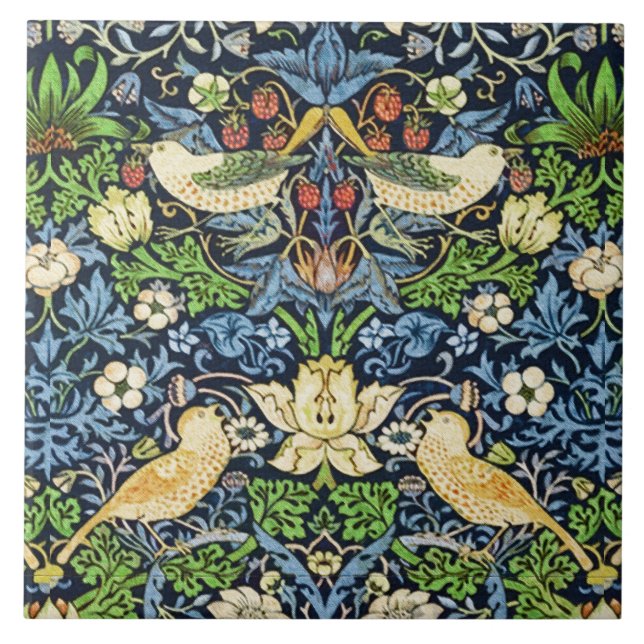 Carreau Motif de tapisserie d'oiseau et de fleur de (Devant)