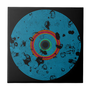 Carreau Motif de texture bleu Multicolor Vinyl Disk