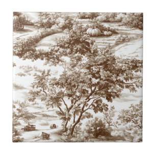 Carreau Motif de toile de pumpkin sépia rustique de ferme