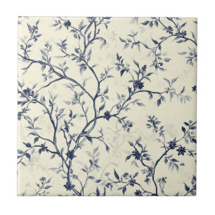 Carreau Motif de toile florale vintage bleu (1)