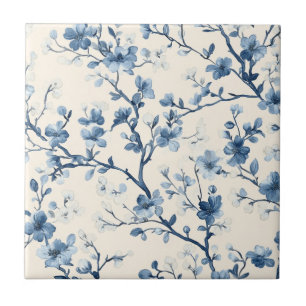 Carreau Motif de toile florale vintage bleu (4)