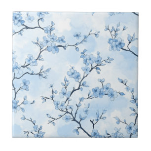 Carreau Motif de toile florale vintage bleu (8)