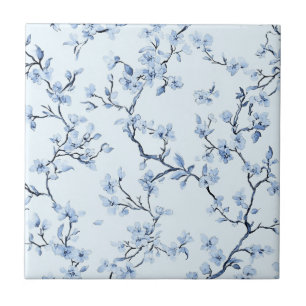 Carreau Motif de toile florale vintage bleu (9)