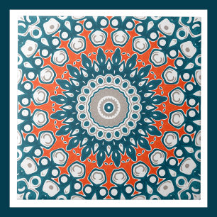 Carreau Motif de totem géométrique Mandala Turquoise orang