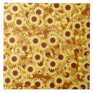 Carreau Motif de tournesol - or, jaune et marron