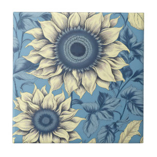 Carreau Motif de tournesol vintage